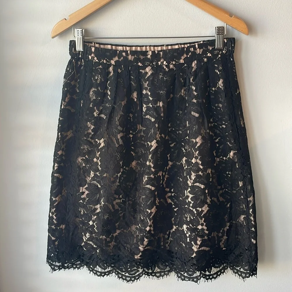 J. Crew Black Eyelash Trim Lace‎ Skirt